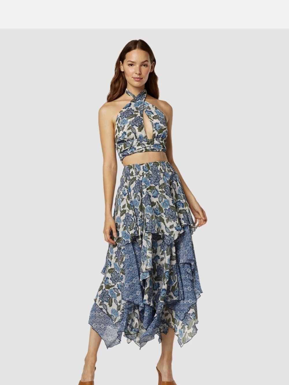 NEW MISA LOS ANGELES zoe skirt in floral azulia